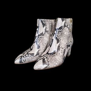 Cole Haan Grand Eva Leather Womens Ankle Boots Size 6 Snakeskin Embossed